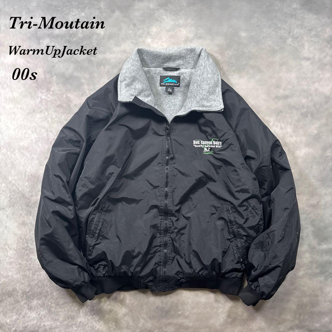 トライマウンテン古着ウォームアップジャケット企業ロゴ裏フリース短丈Y2K U9