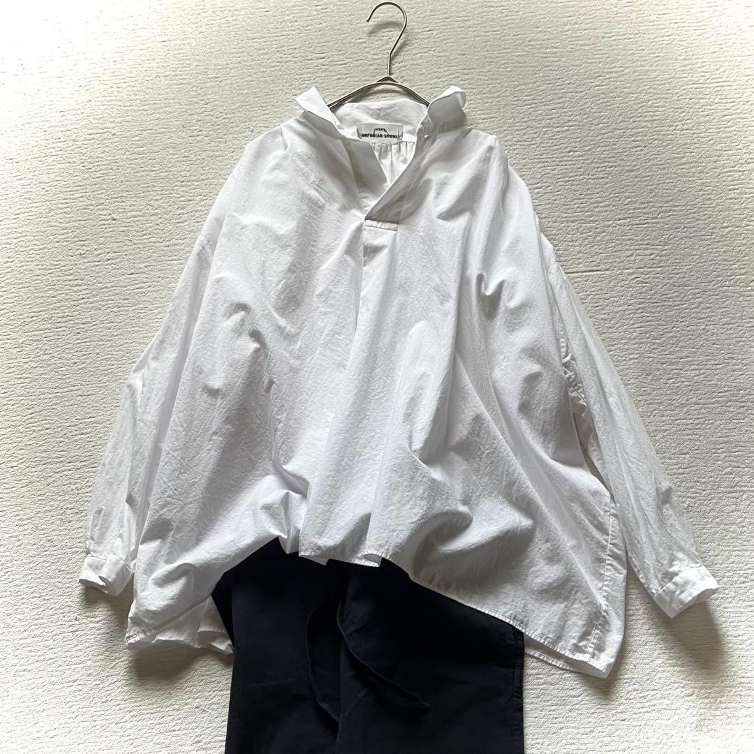 ヤエカ yaeca ギャザー プルオーバー シャツ ブラウス 白 ゆったり