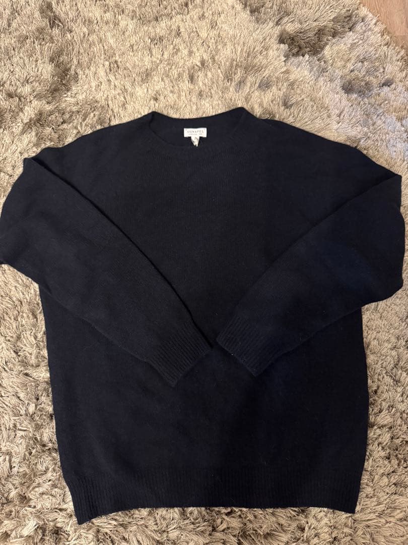 ロンハーマン別注 サンスペル ラムズウールクルーネックセーター ネイビー XL