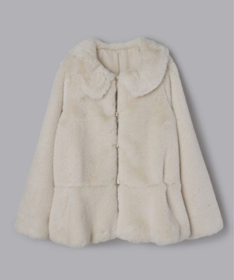 まつり　olu. フラッフィーラウンドカラーペプラムファーコート