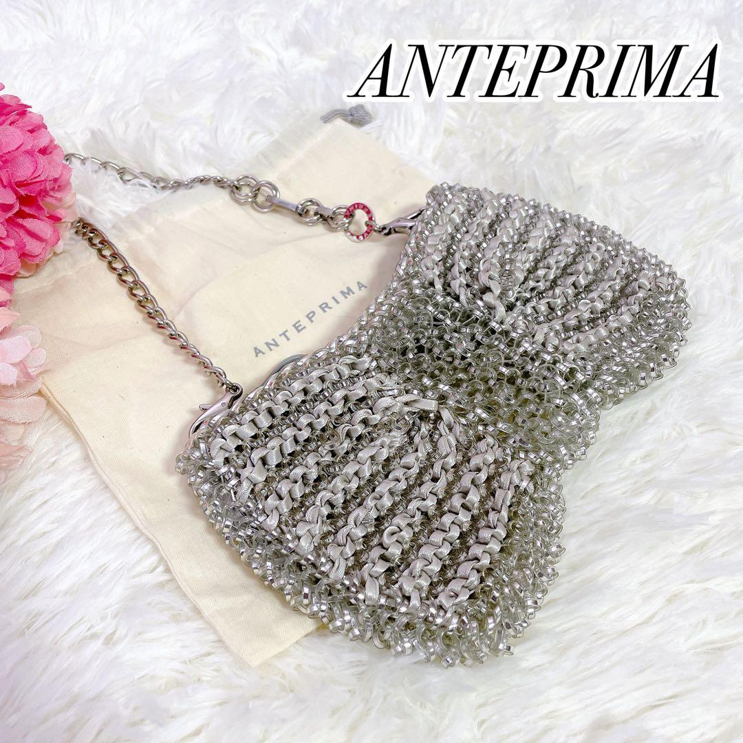 極美品　アンテプリマ　ワイヤーバッグ　リボン　ガーラパーティーバッグ