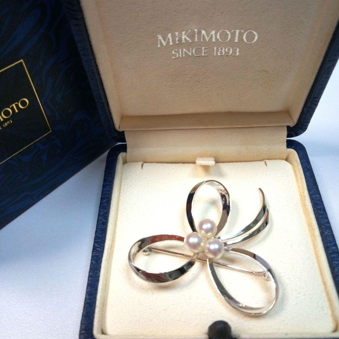 MIKIMOTO リボンモチーフ ヴィンテージ ブローチ