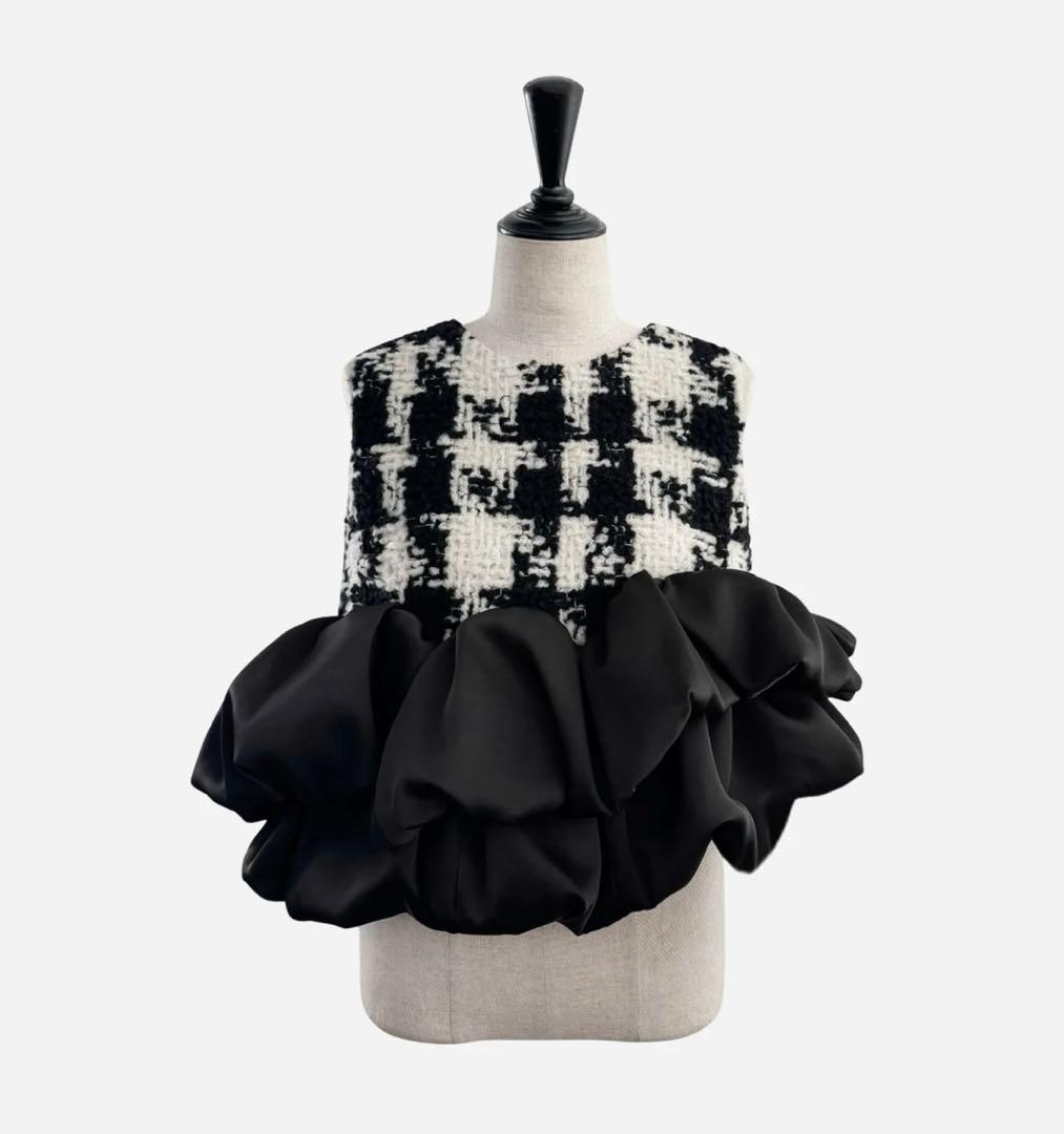 sheller シェリエ gingham tweed bloom tops