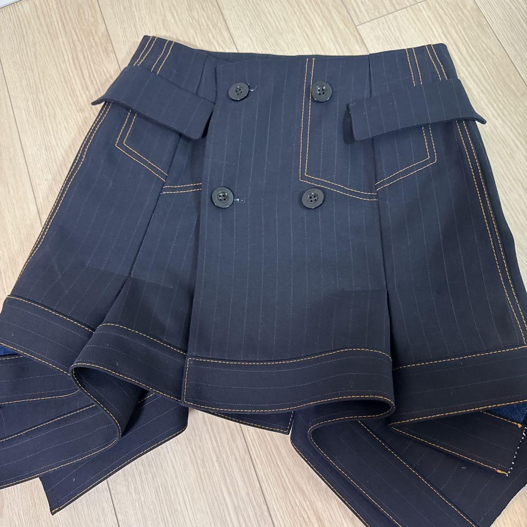sacai 24SS ストライプデニムドッキング　ボンディングスカート　サイズ2