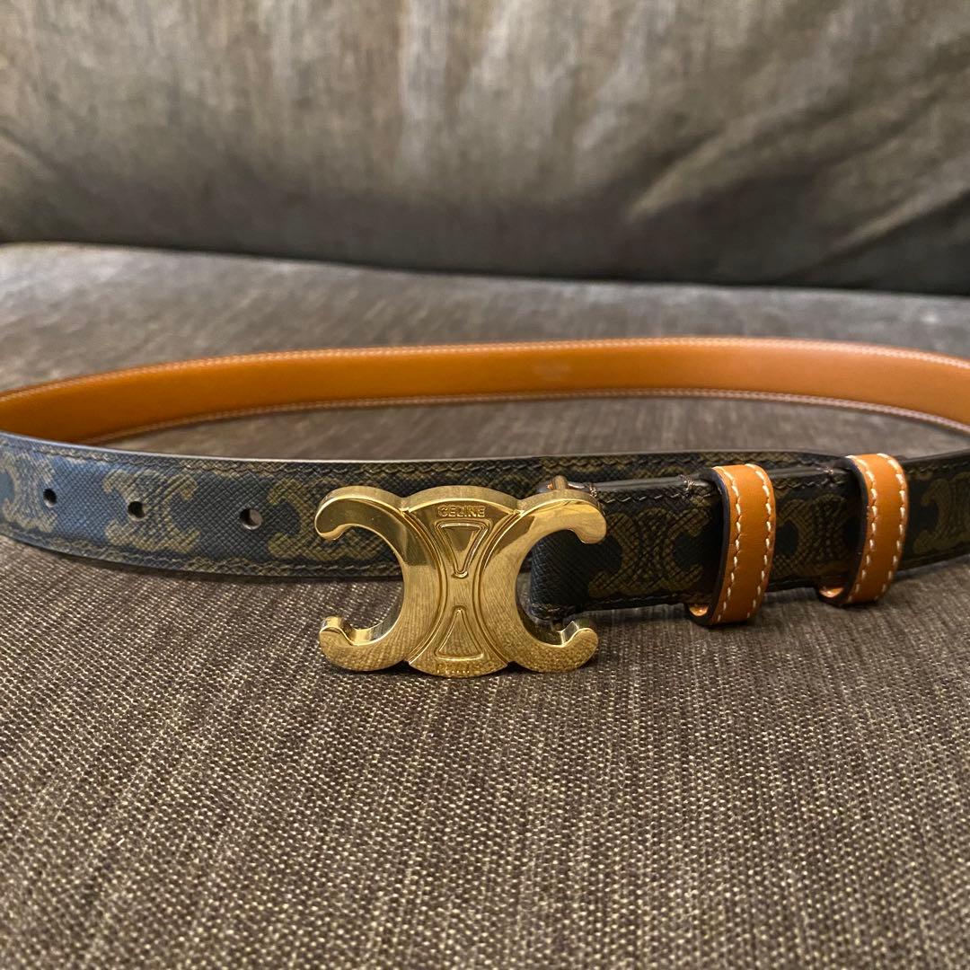 CELINE トリオンフダークブラウン レザー ベルト