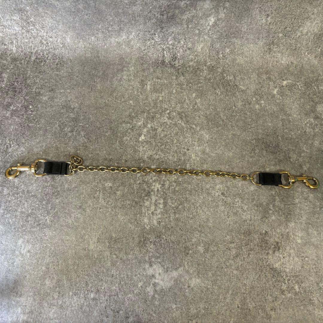 GUCCI グッチ　ウォレットチェーン　インターロッキング　ゴールド　レザー