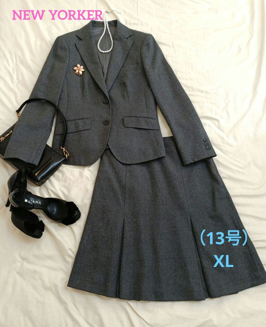 極美品NEW YORKER フォーマル　ビジネススーツ　プリーツAラインスカート