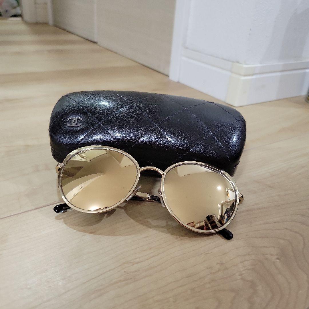 CHANEL ゴールドラウンドサングラス ケース付き