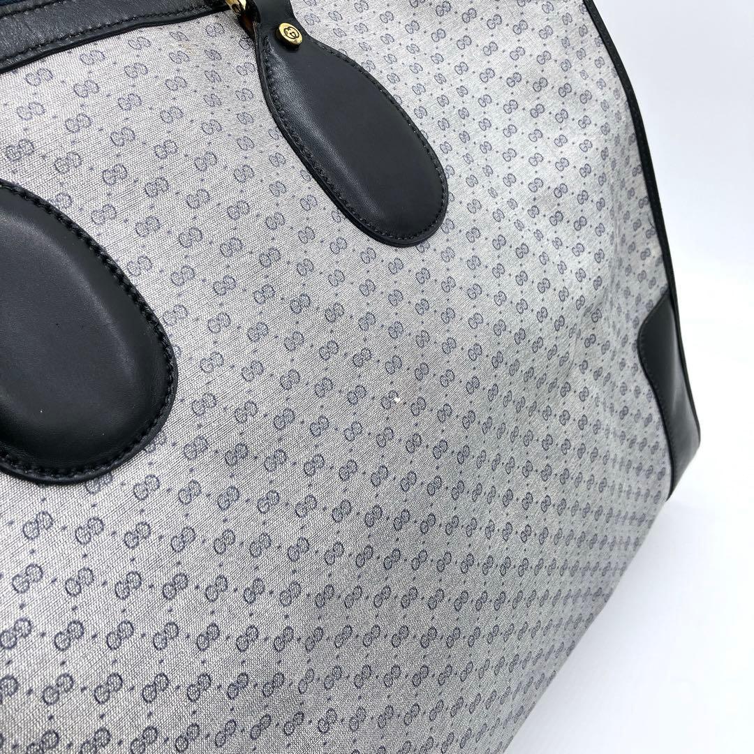 【GUCCI】ボストンバッグ　マイクロGG PVC ネイビー　グレー