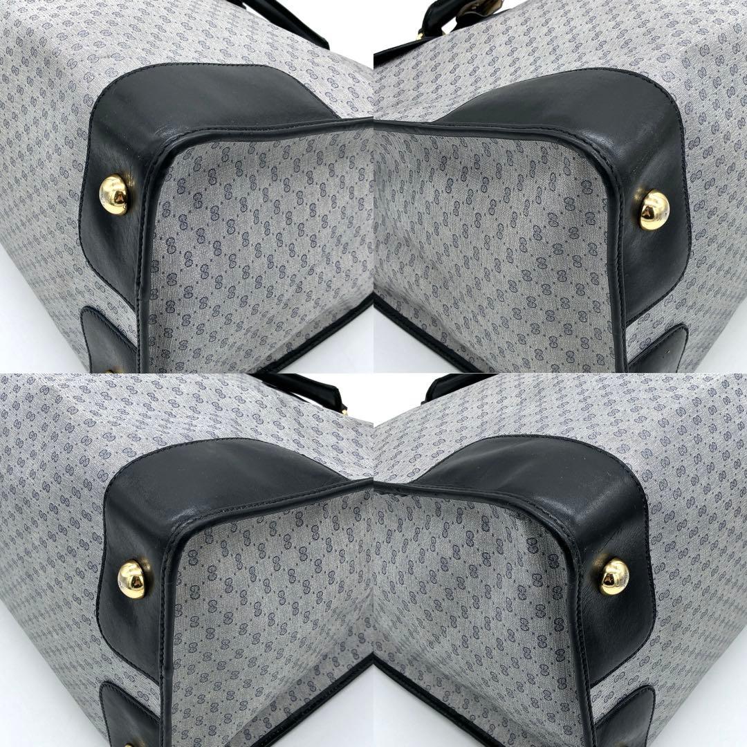 【GUCCI】ボストンバッグ　マイクロGG PVC ネイビー　グレー