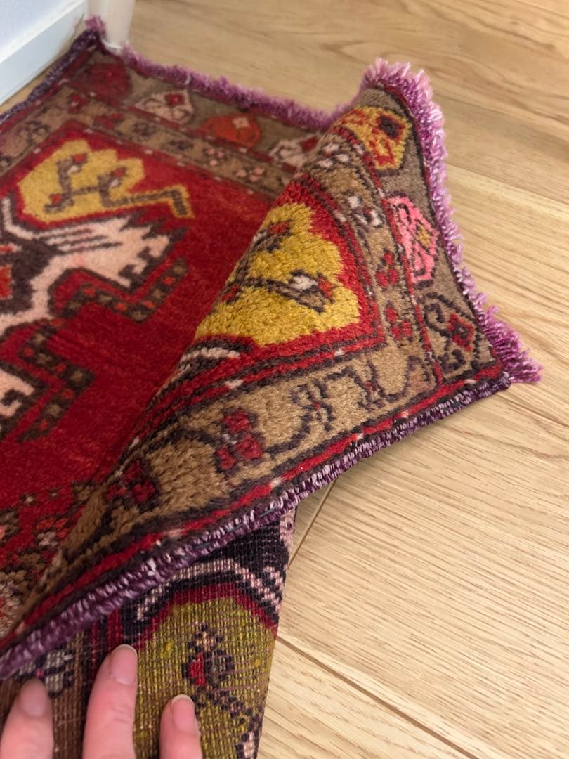 週末セール＊トライバルラグ・トルコヴィンテージラグ・ウール約46×90cm