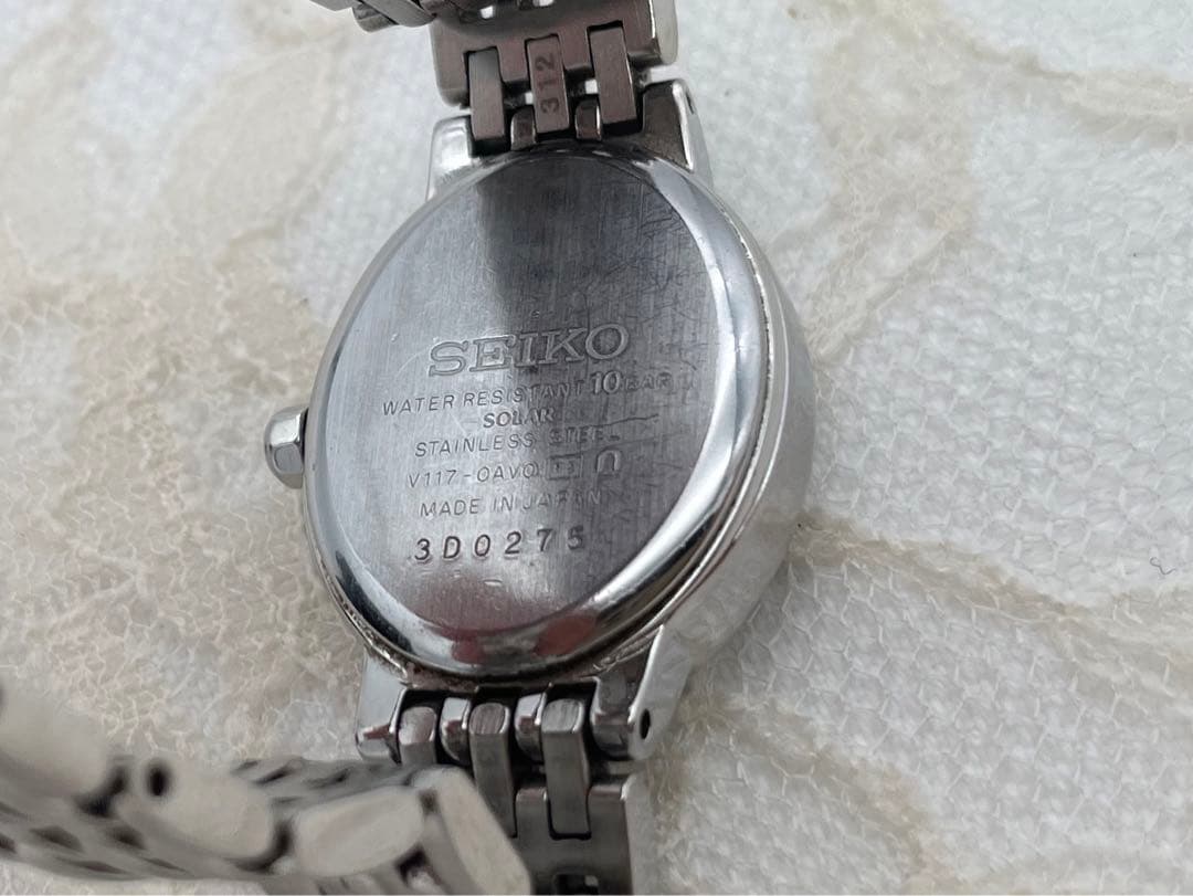 SEIKO EXCELINE レディース腕時計 ソーラー 10Pダイヤベゼル