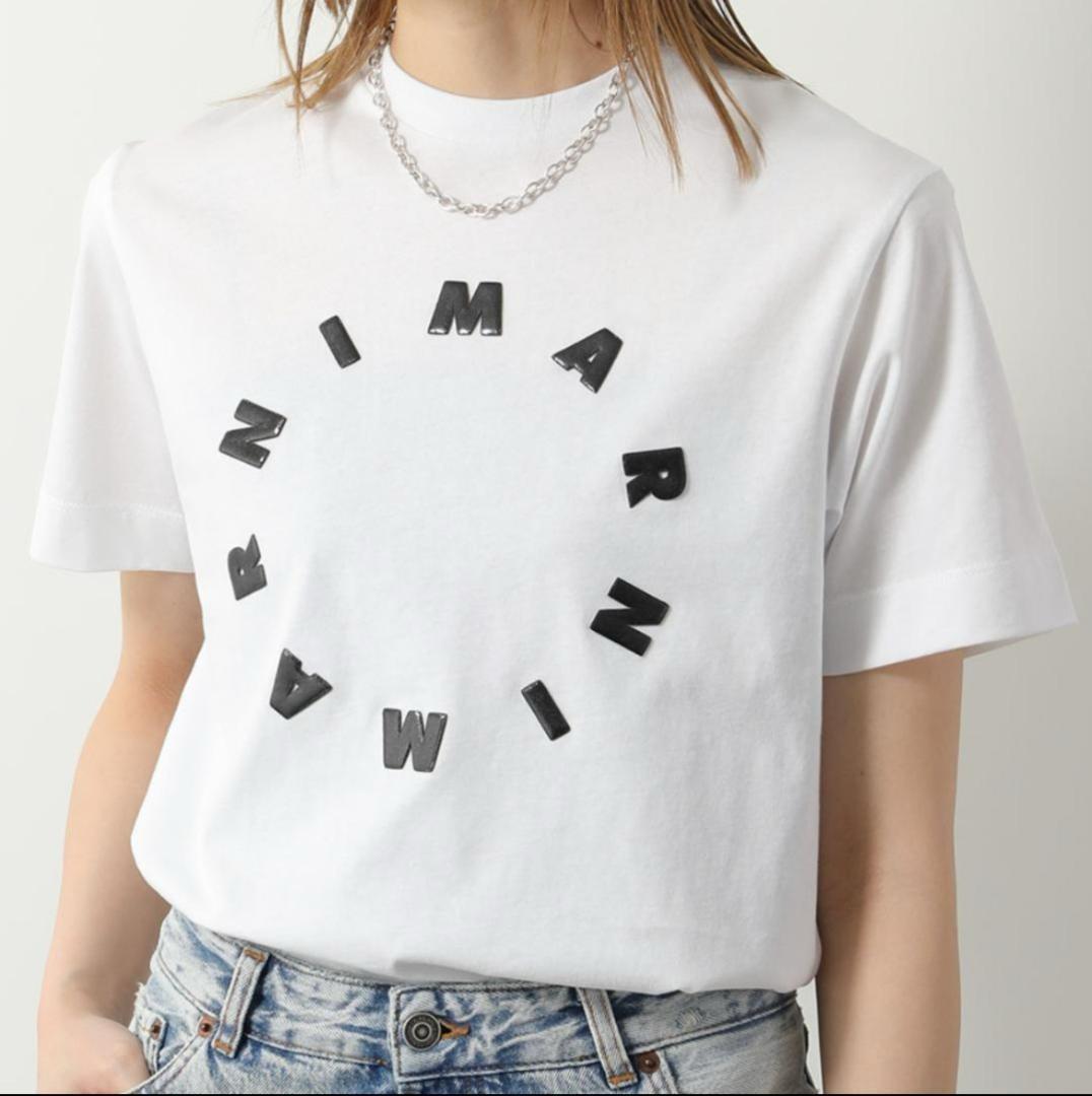 【残1】大人もOK MARNI シャツ 半袖 ロゴ ホワイト 12Y 150cm