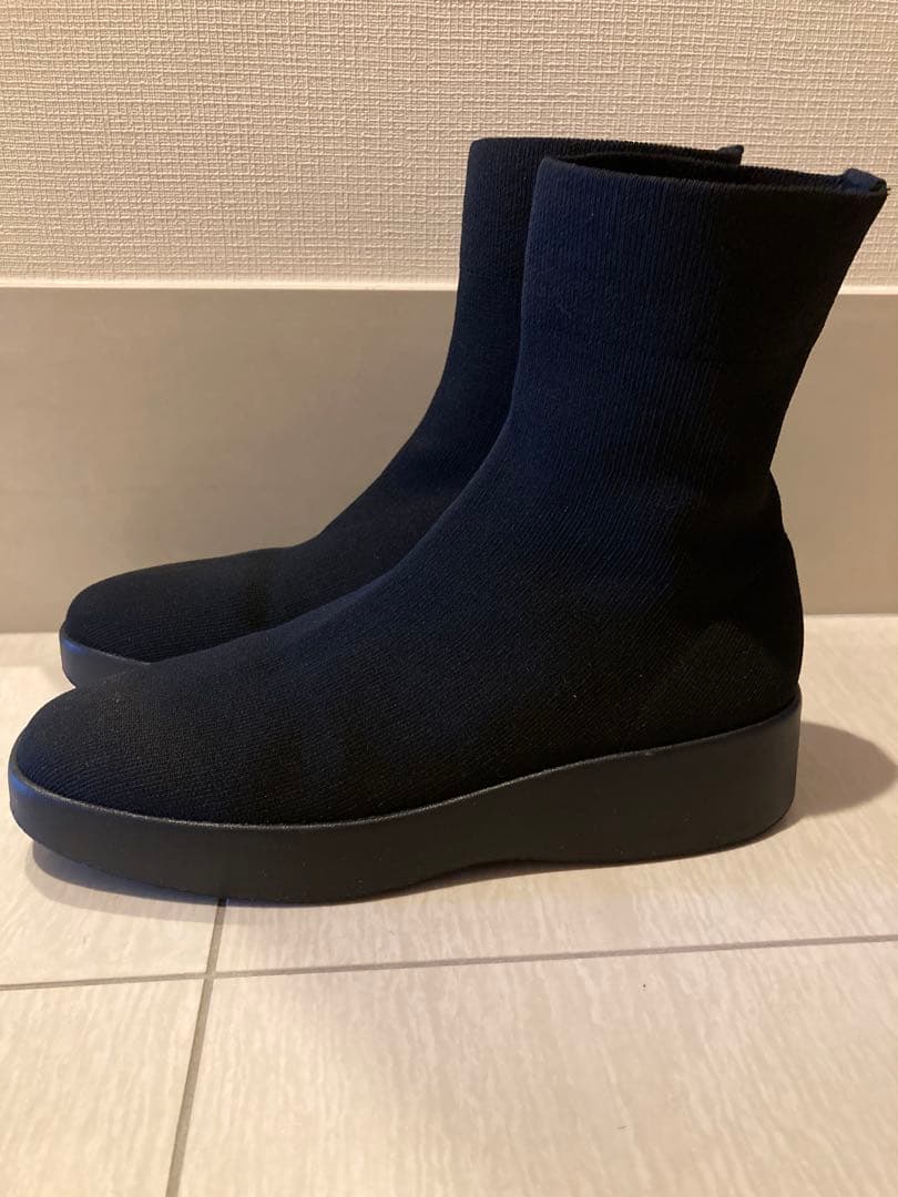 steppiステッピィ　プラットフォームストレッチブーツ黒ブラック24.5/6H