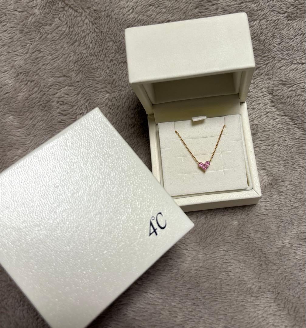 美品☆4℃ ピンクハートネックレス k18 0.26ct