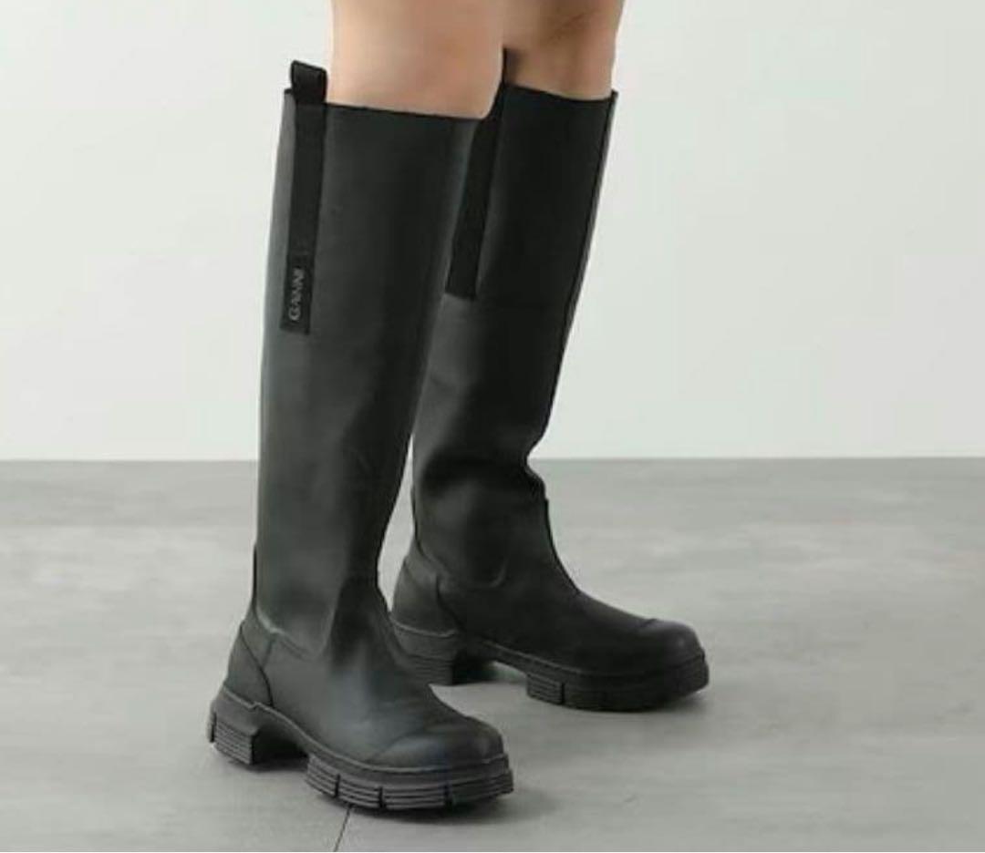 GANNI ガニー リサイクルラバー ロングブーツ