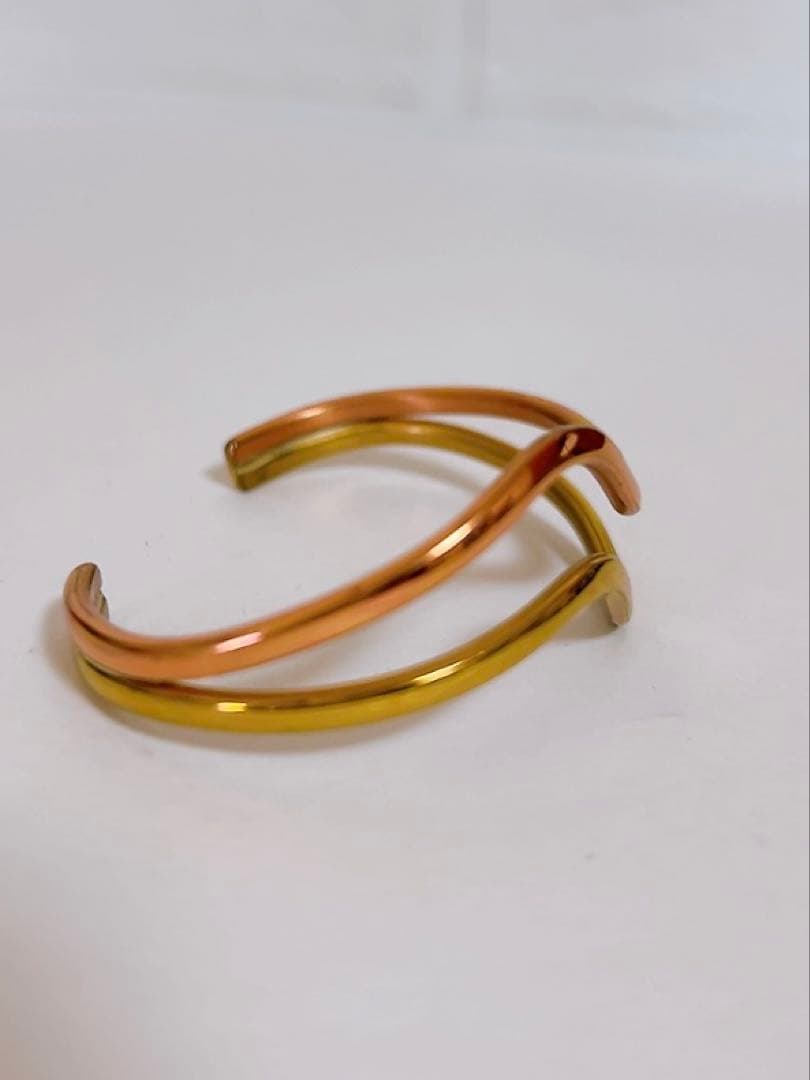 Sergio Lub バングル　ゴールド×ピンクゴールド　２連　ウェーブ