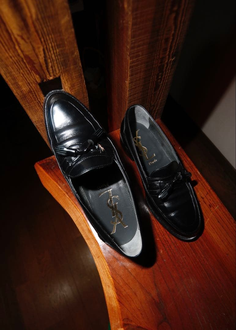 90's 【イヴ・サンローラン】　タッセルローファー 黒 #385 YSL