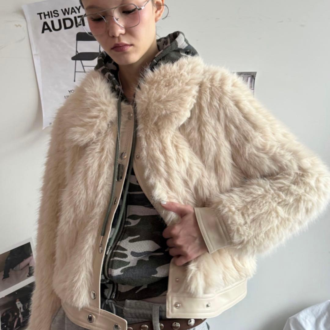 SHAGGIE ファーブルゾンジャケット ファーコート ホワイト