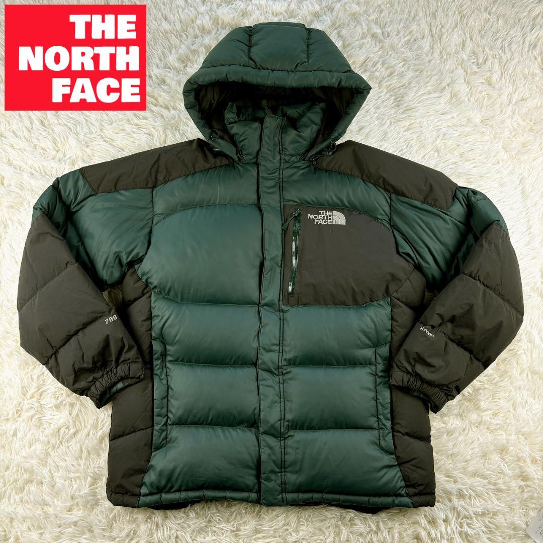 ノースフェイス ダウンジャケット モスグリーン 黒 メンズ XL 700フィル