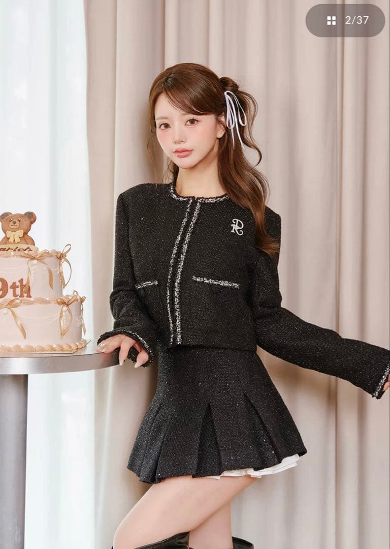 スパンコールツイードミニスカートDarich