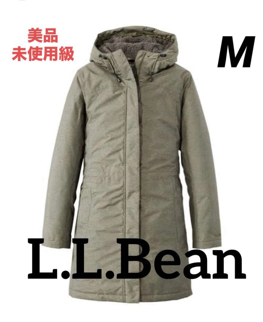 美品　L.L.Beanウィンター・ウォーマー・コート　カーキ　刺繍ロゴ　M
