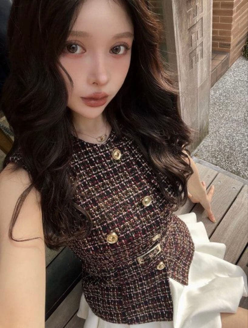 新品未使用　タグ付き　ZARA ベルト付きテクスチャーベスト ツイードベスト