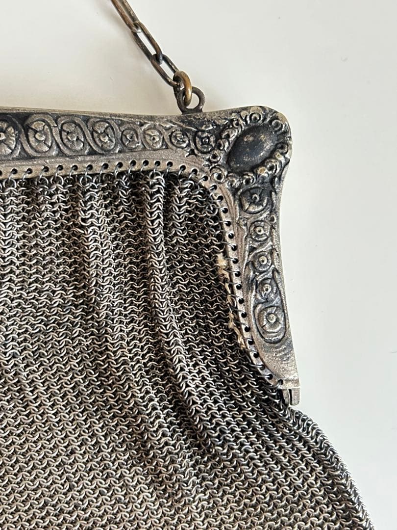 フランス購入　アンティーク　シルバー　メッシュバッグ