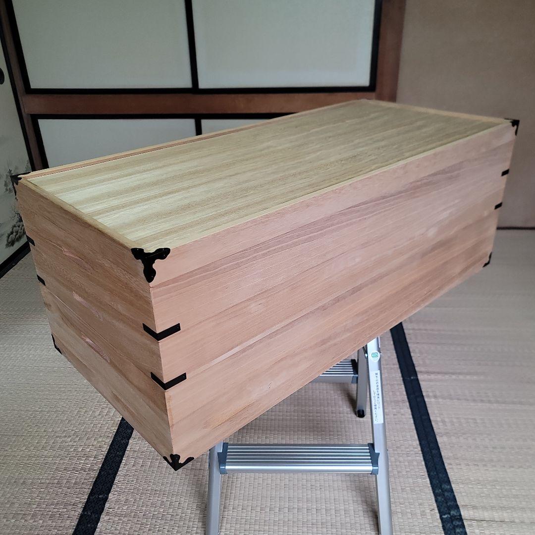 桐衣装箱　3段　蓋付き　着物 収納ケース 和家具
