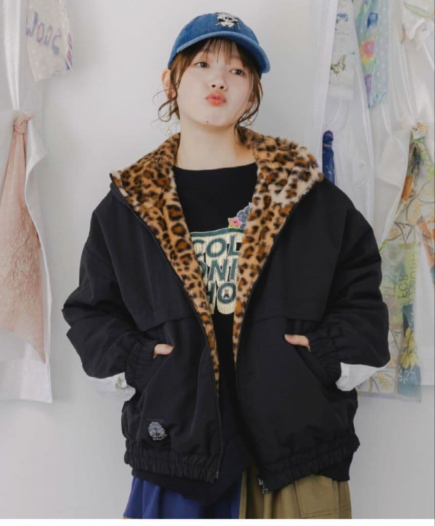 スカラー（scolar）キノコ×レオパード柄リバーシブルブルゾン