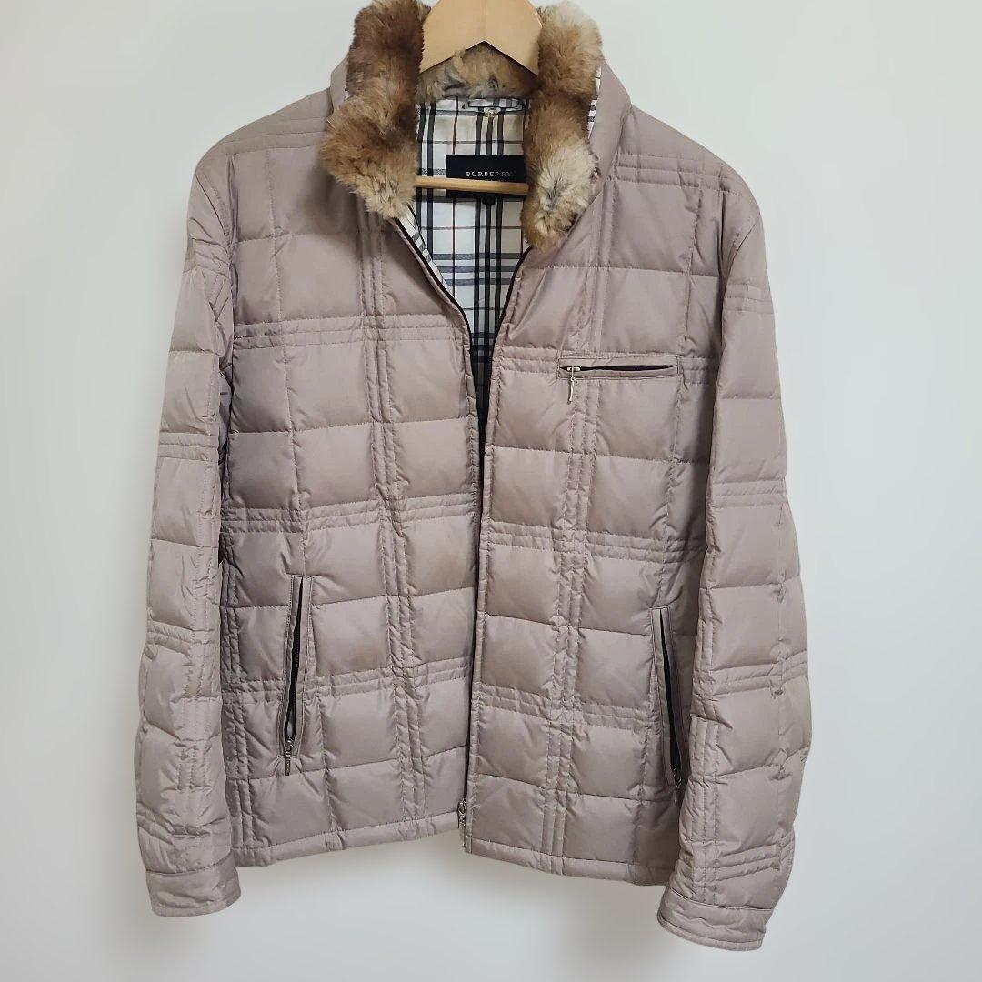 バーバリーブラックレーベル ファー ダウンジャケット キルティング 襟ファー
