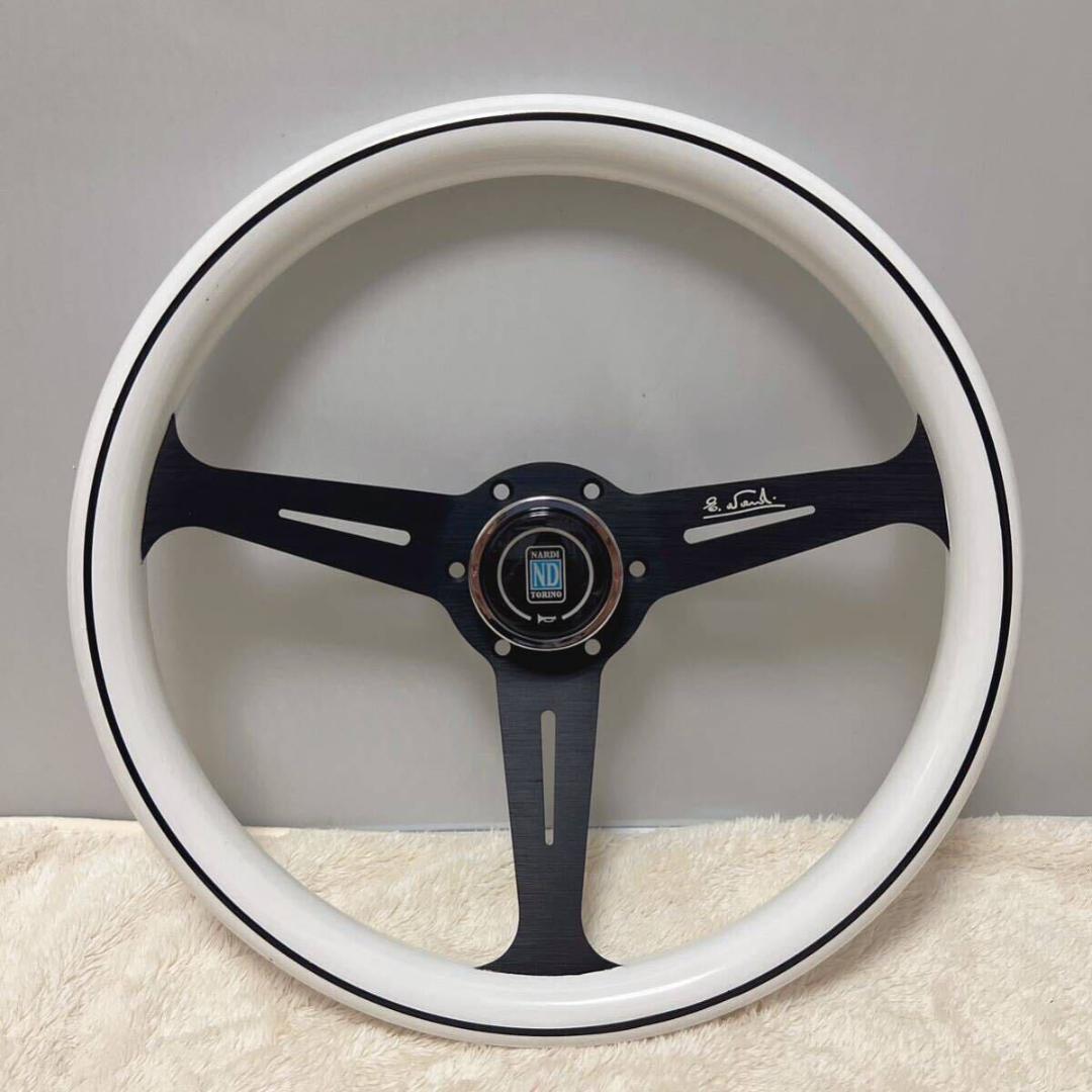 ナルディ ステアリング 社外 送料無料 白 ホワイト ブラック ホーンボタン付