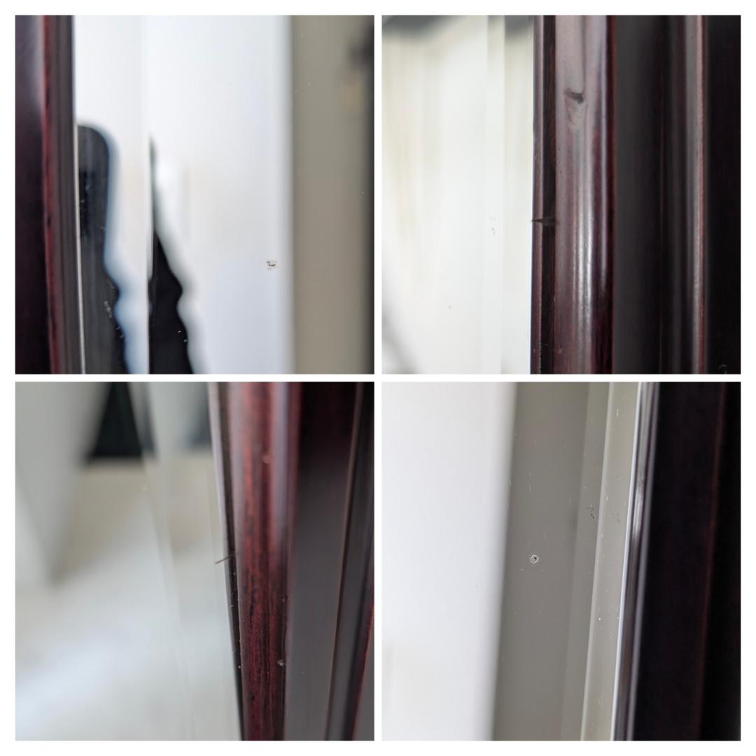 ビンテージ ウッド スタンドミラー 木製 姿見 ブナ 無垢材 ダークブラウン