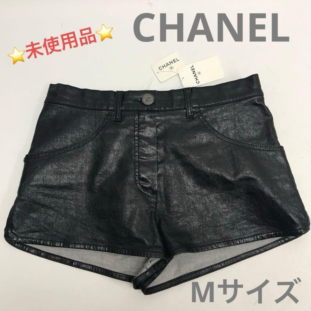 ☆未使用品☆CHANEL ショートパンツ デニム　ラメ　コーティング　黒　38
