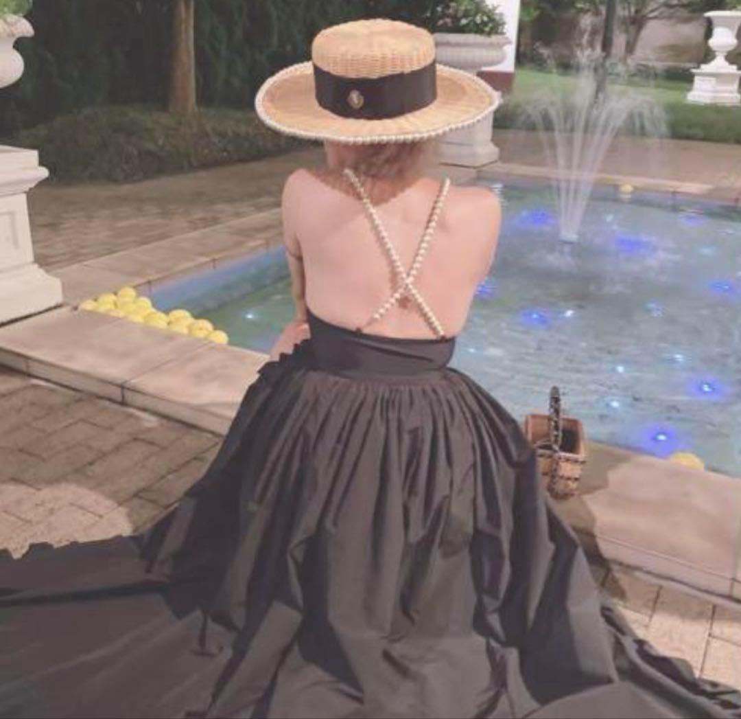 【新品】vaqutaux⭐︎ヴァクトー⭐︎ピクニックストローハットパール有small