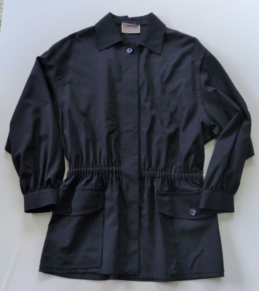 AGNONA アニオナ　長袖シャツ　ウール　スーツ素材　イタリア製　ネイビー