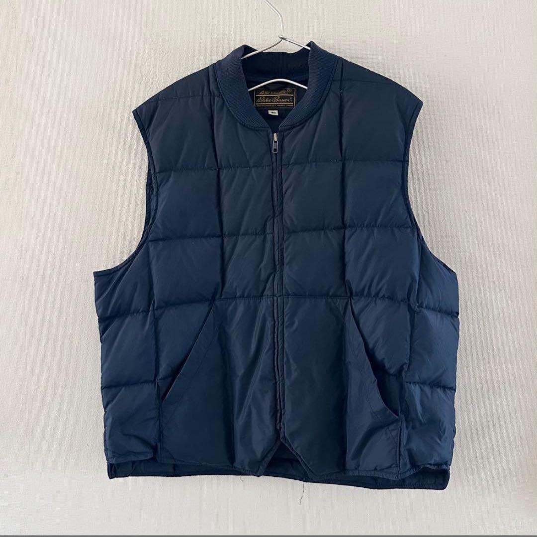 80's Eddie Bauer ダウンベスト ネイビー 48 ビンテージ
