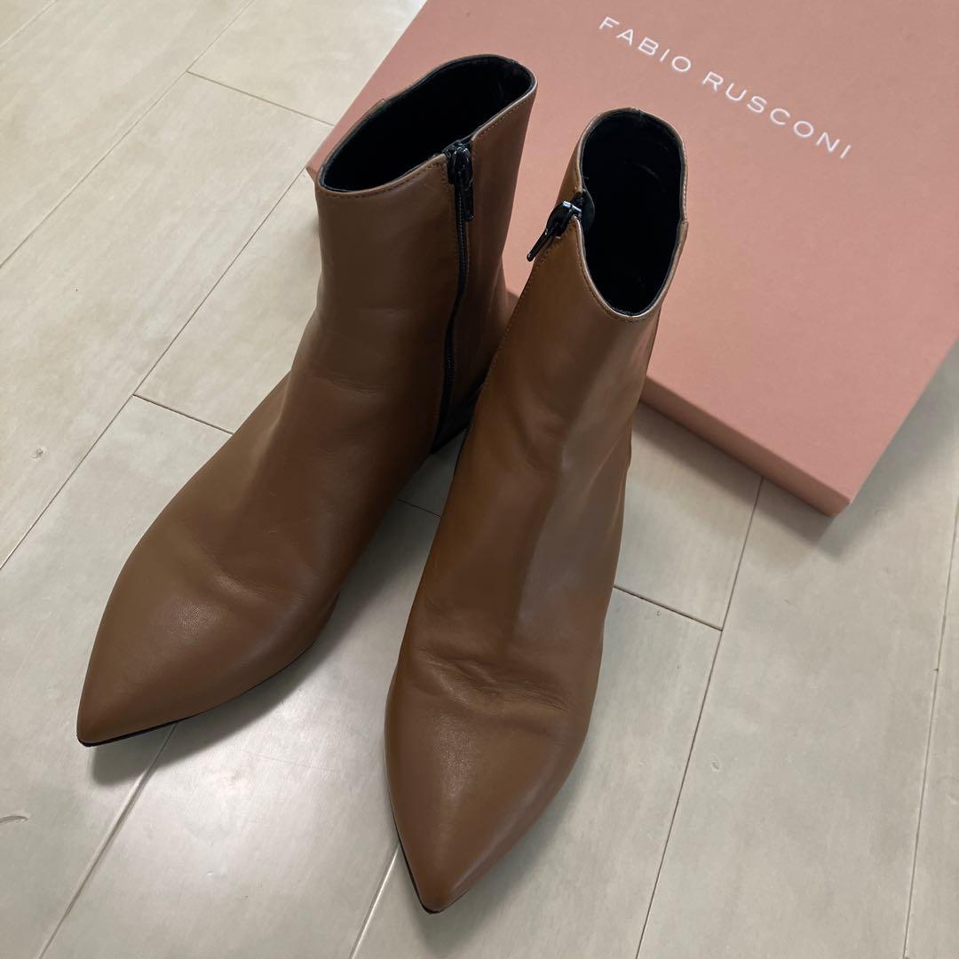 FABIO RUSCONI ショートブーツ　キャメル色 38 【美品】SALE❗️