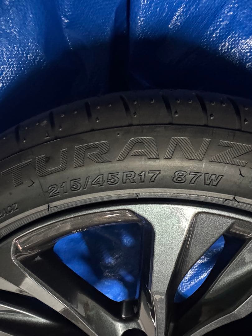ダークグレー 5本スポーク ホイールセット 215/45R17