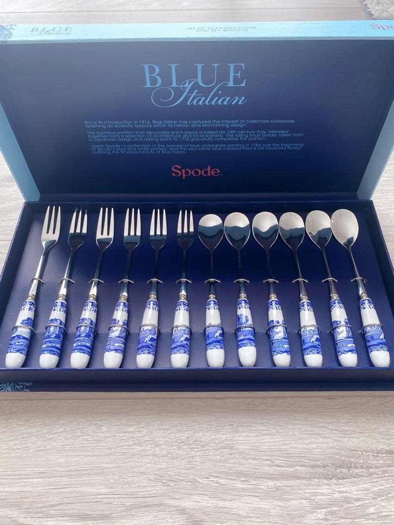 Spodeスポード ブルーイタリアン フォーク スプーンセット
