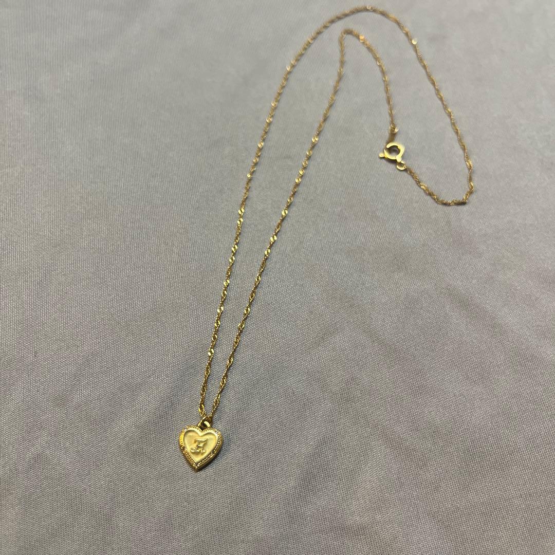 ゴールド ハート型 イニシャル　ネックレス　【A】AHKAH　アーカー　k18