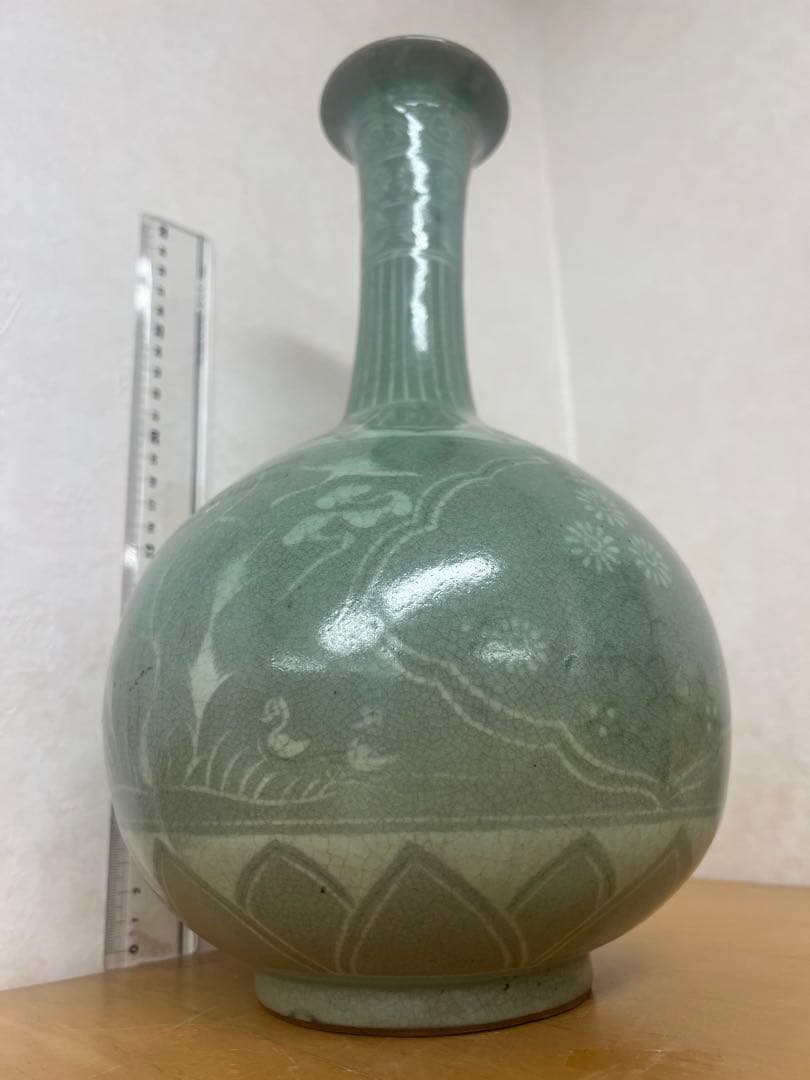 朝鮮李朝高麗天球瓶　古美術　唐物コレクション韓国骨董　アンティーク江戸　青磁