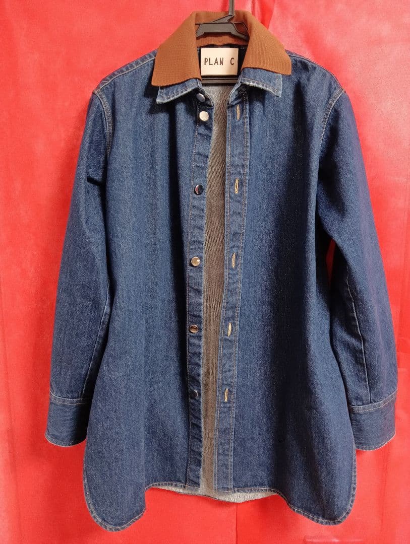 PLAN C デニムシャツ ブラウン襟