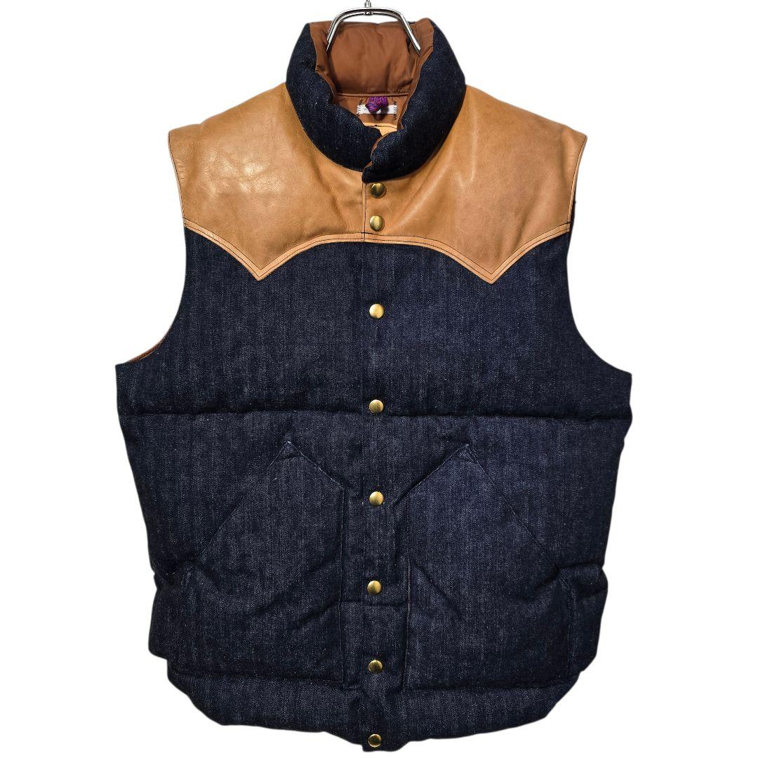 ロッキーマウンテンフェザーベッド ウエアハウス ダウンベスト デニム 馬革 40