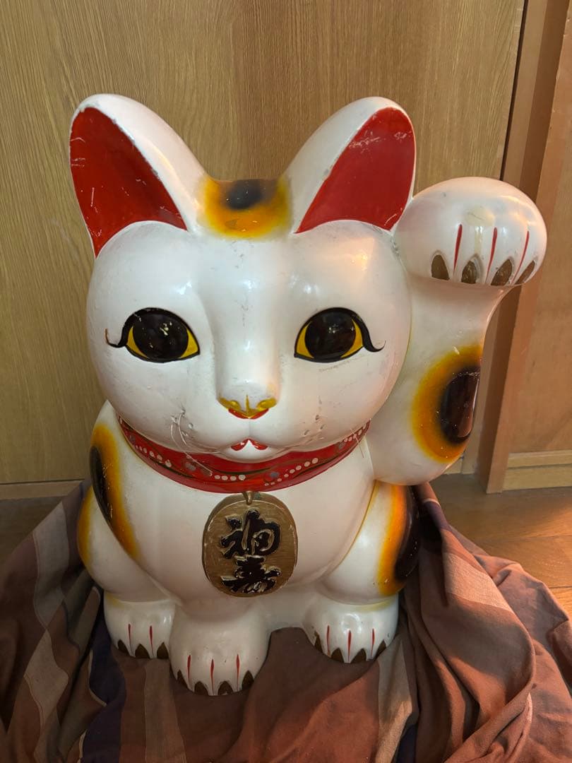 招き猫(左手) 特大 開運 アンティーク　送料込み
