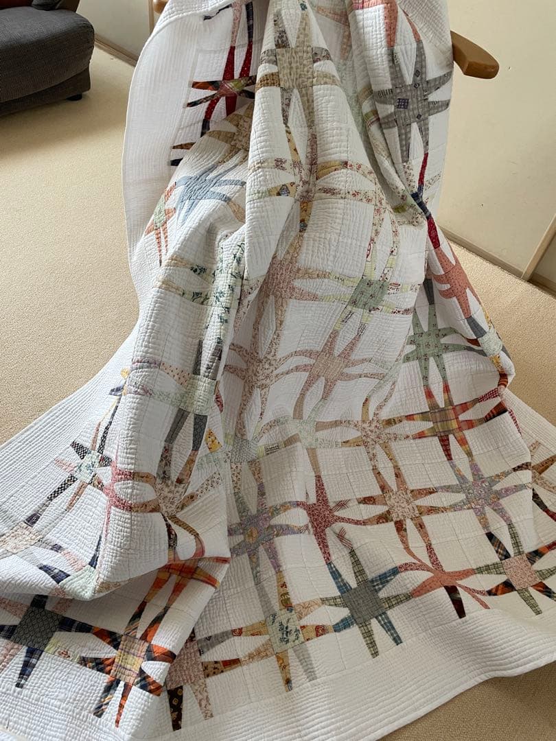 ハンドメイド パッチワーク 大判 /ベッドカバー /マルチカバー/コタツカバー