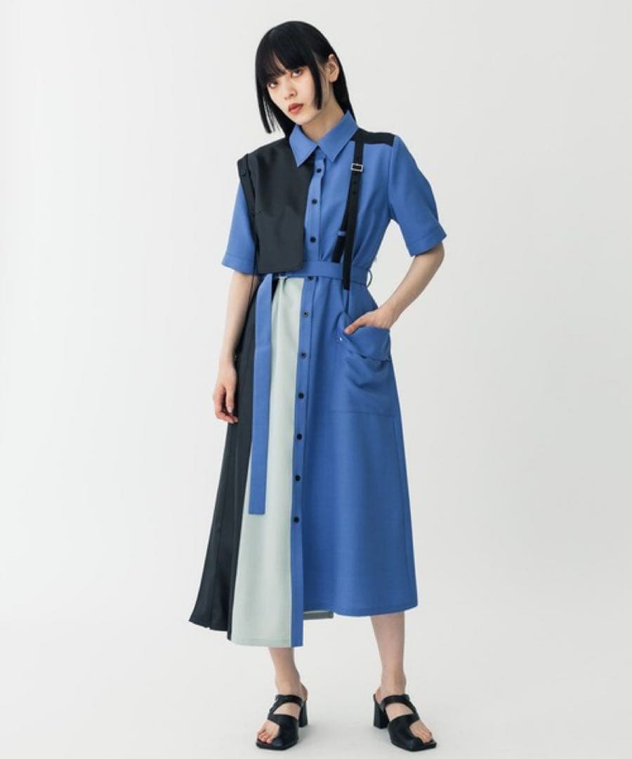 ユナイテッドトウキョウ　ダブルベルトハーフシャツワンピース