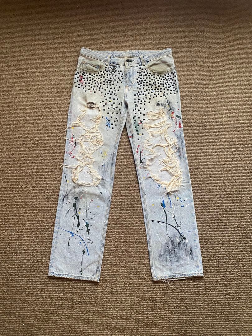 希少 NUMBER (N)INE 06SS ガンズ期 スタッズ ペイント デニム