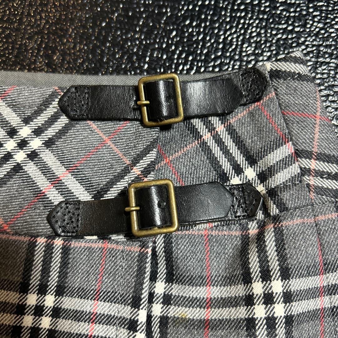 美品✨バーバリーブルーレーベル　ノバチェックミニ巻きスカートグレー