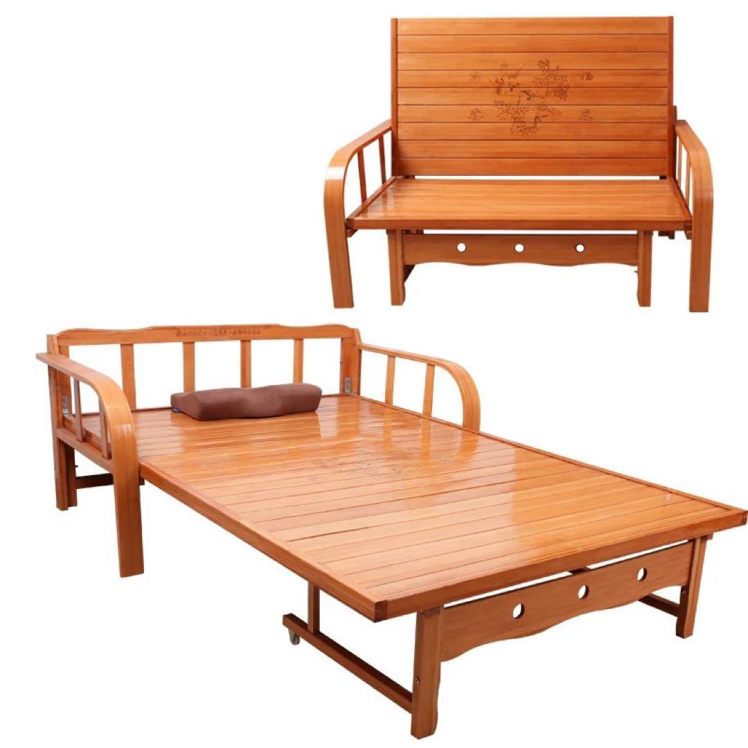 ソファ　木製ソファベッド 引き出し付き　折りたたみ ソファベッド